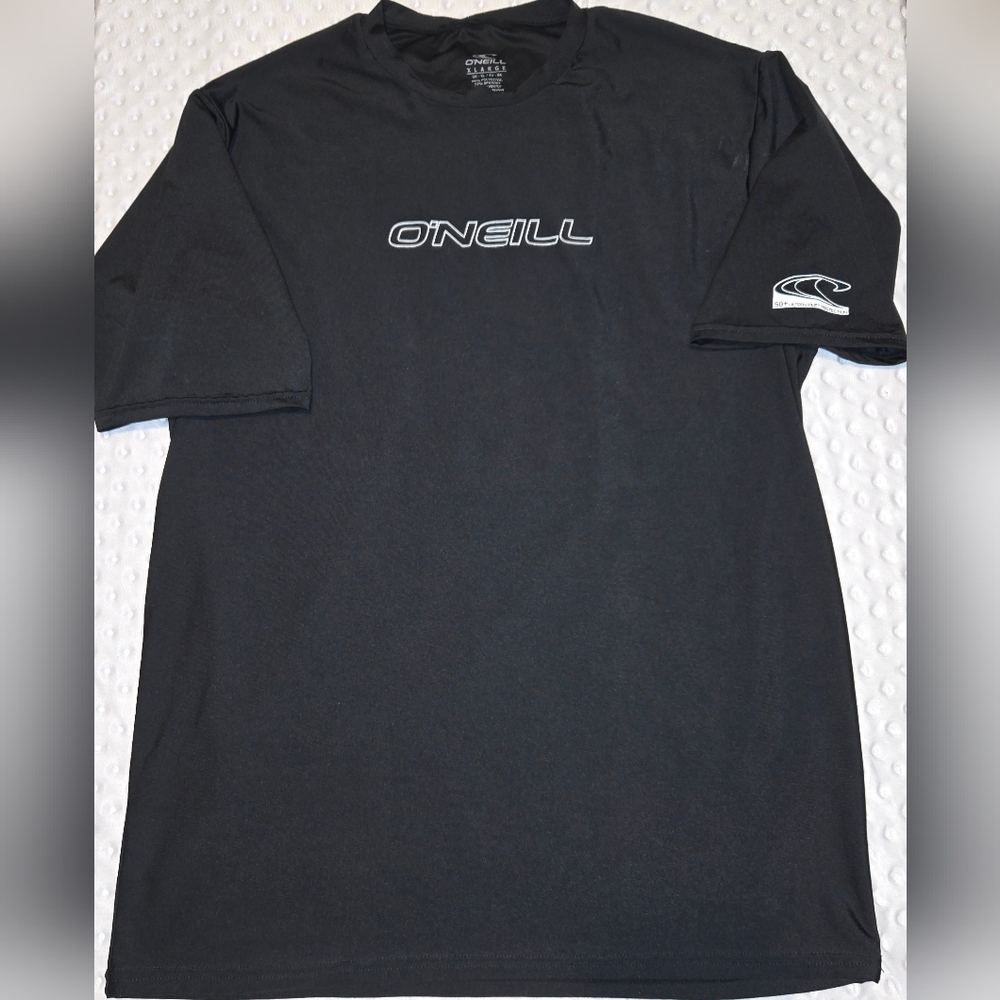 O'Neill Shirt Mens XL Black UPF 50+ Rash Guard Surf Logo Quick Dry Stretch